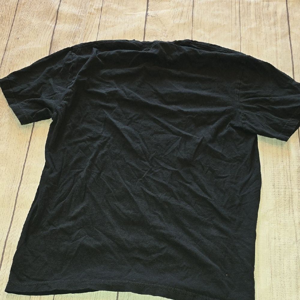 Black Tee with Yellow Smiley and Floral Design - Picture 3 of 3